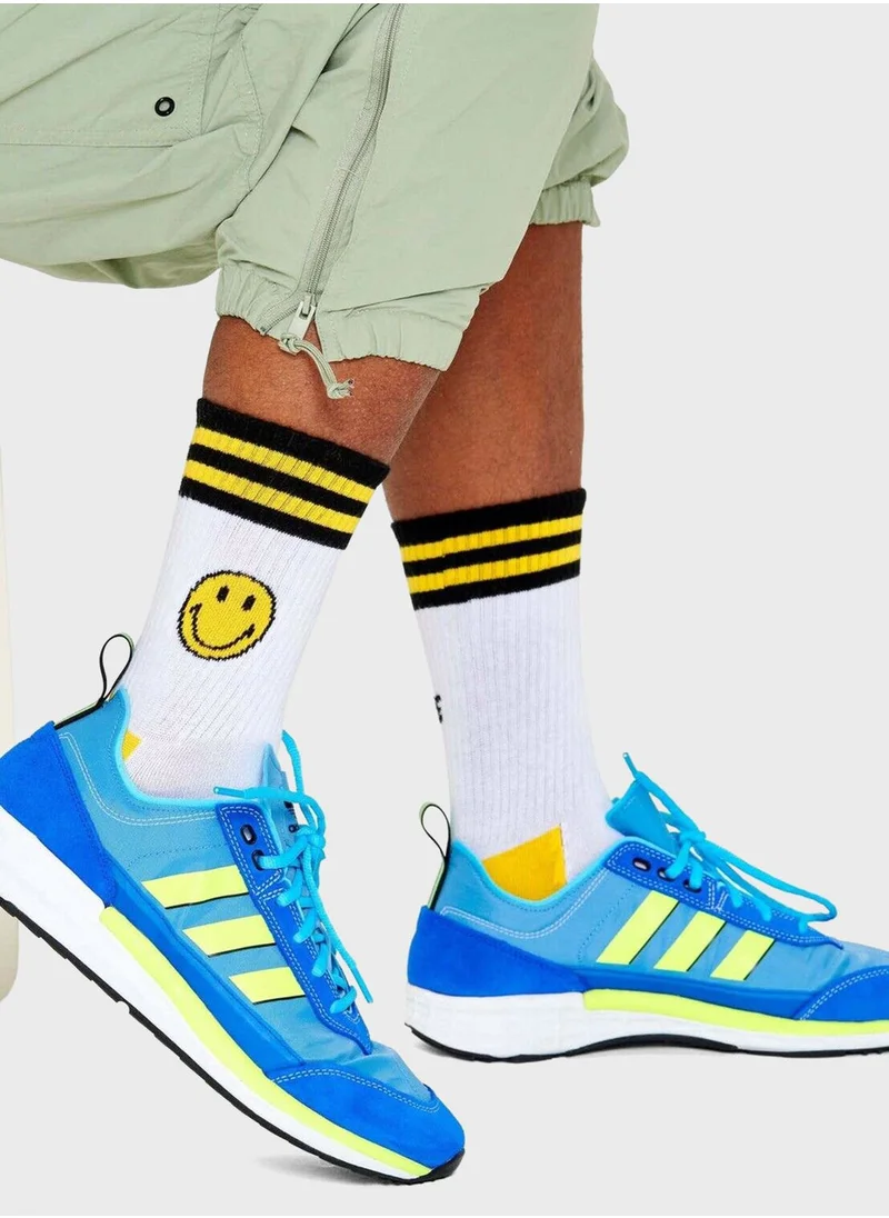Happy Socks Embroidered Time Smiley Sock