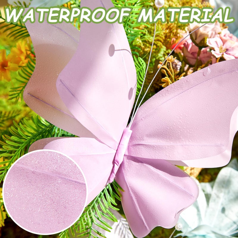 SUNBEAUTY Butterfly Party Decorations, 3D Butterflies, Water Proof Wedding Decor, Hanging Butterflies for Baby Shower Birthday Decor Party Girls, Women, PET Plastic Butterfly for Wall Decor, Set of 4 - Image 5