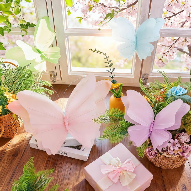 SUNBEAUTY Butterfly Party Decorations, 3D Butterflies, Water Proof Wedding Decor, Hanging Butterflies for Baby Shower Birthday Decor Party Girls, Women, PET Plastic Butterfly for Wall Decor, Set of 4 - Image 3