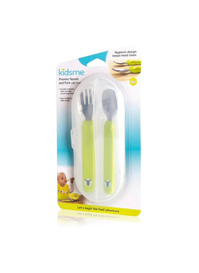 kidsme ملعقة وشوكة رئيسية مع حقيبة للأطفال البنات أو الأولاد من عمر 12 شهرًا فأكثر، ليموني  - Image 3