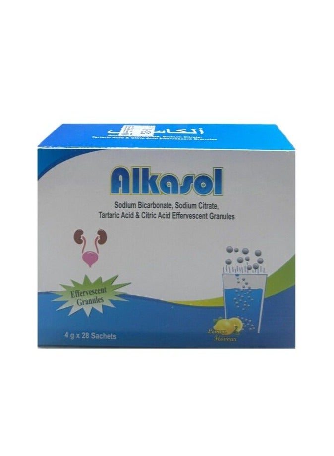 ALKASOL حبوب الفوارة ألكاسول 4 جرام × 28 كيس، بنكهة الليمون - Image 1