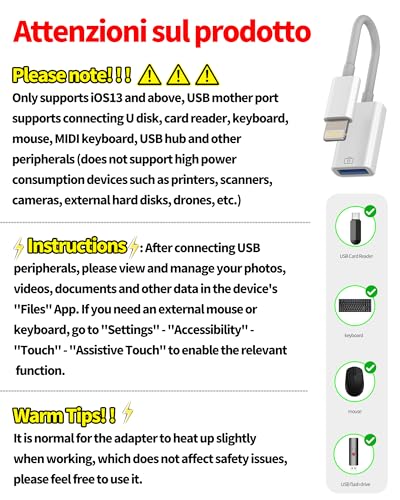 HOYULLI iPhone OTG Adapter(2Pack)lightning male to USB Female Converter Data Sync dongle for 14 13 12 11 pro max 7 8 plus ipad Camera Card Reader USB Flash Drive Mouse Keyboard Hub MIDI Piano Connector U Disk - Image 2
