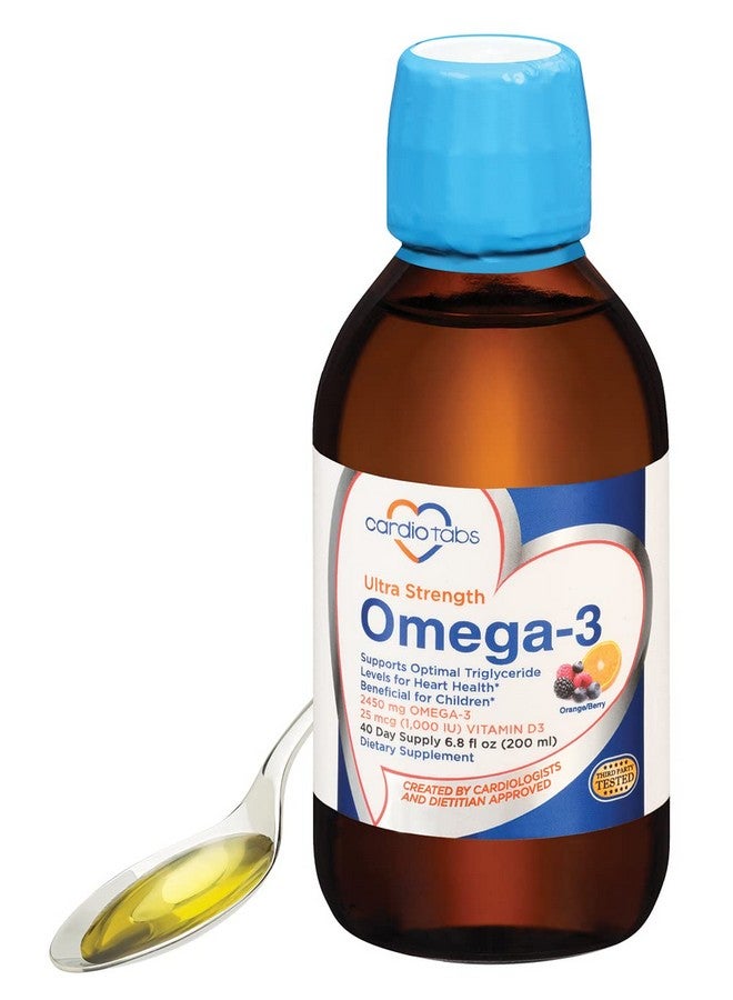 CardioTabs Ultra Strength Liquid Omega3 + Vitamin D3 Fish Oil Supplements 4500Mg Omega3 Marine Oil From Fish Oil And Calamarine 2130Mg Dha And Epa + 1000 Iu Of Vitamin D3 6.8 Fl Oz  - Image 1