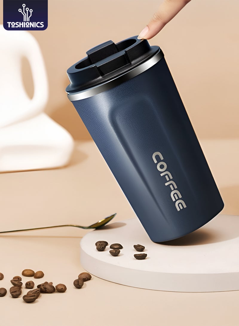 توشيونيكس كوب مفرغ من الهواء مزدوج الجدار من الفولاذ المقاوم للصدأ مع غطاء وختم مانع للتسرب، كوب قهوة معزول خالٍ من مادة BPA، زجاجة حرارية تحافظ على المشروبات ساخنة أو باردة لساعات - 510 مل - Image 1