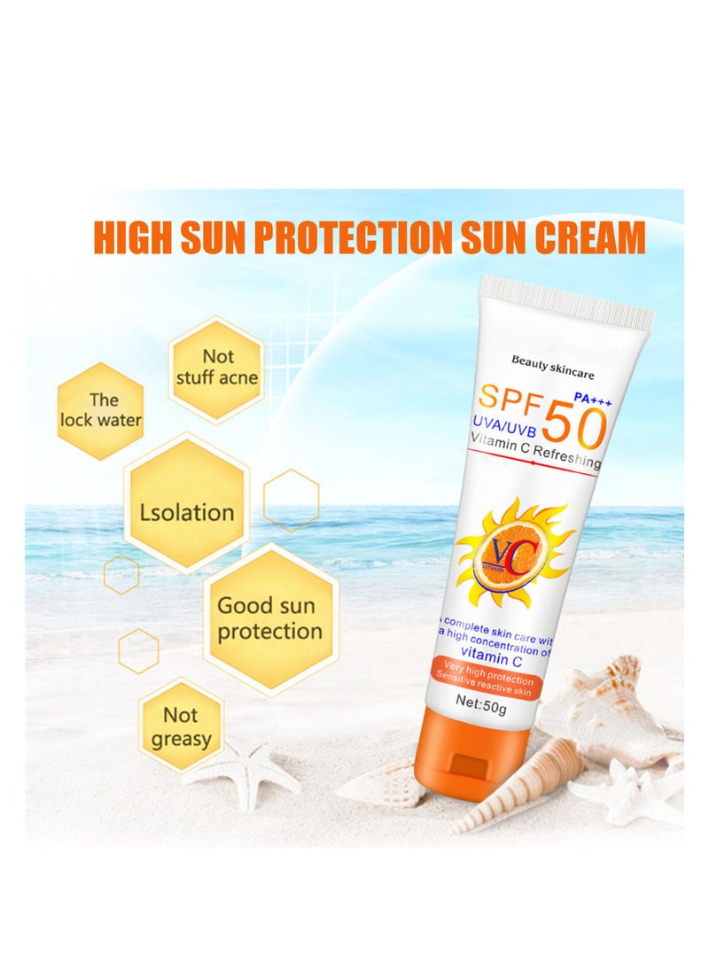 SYOSI - Sun Cream SPF 50, Suncream for High Sun Protection SPF 50 Face Moisturiser, Waterproof Sun Cream Against UVA & UVB, Sun Lotion Sunscreen For Daily Use, Travel, Strong Antioxidant Capacity - Image 1