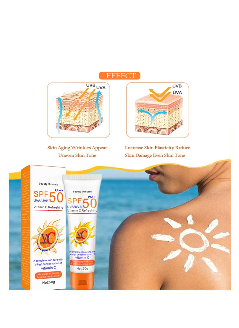 SYOSI - Sun Cream SPF 50, Suncream for High Sun Protection SPF 50 Face Moisturiser, Waterproof Sun Cream Against UVA & UVB, Sun Lotion Sunscreen For Daily Use, Travel, Strong Antioxidant Capacity - Image 1