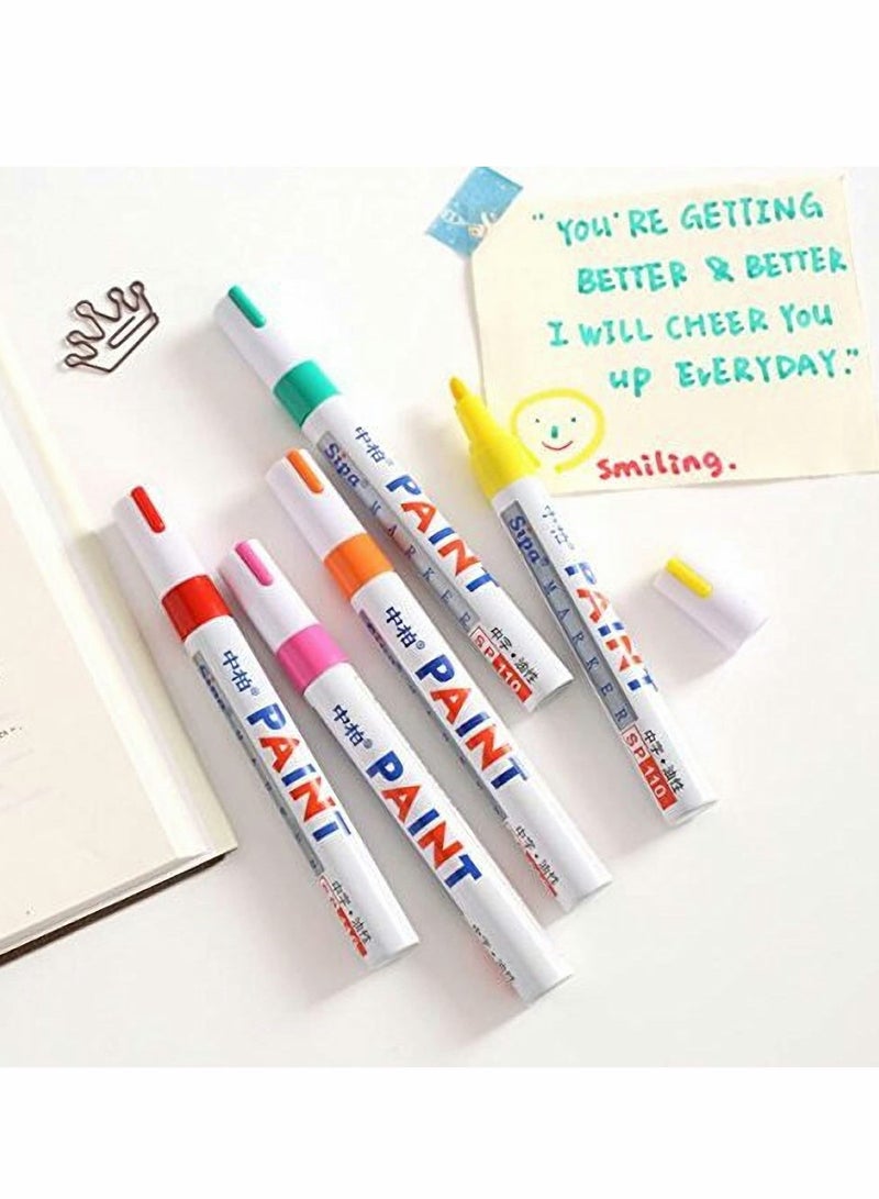 Permanent Markers, Colored Waterproof Metallic Oily Filled Paints Low Odor, Easy Inking For School DIY Tire Tread CD Metal Paint Marker Pens 12 Colors - Image 2