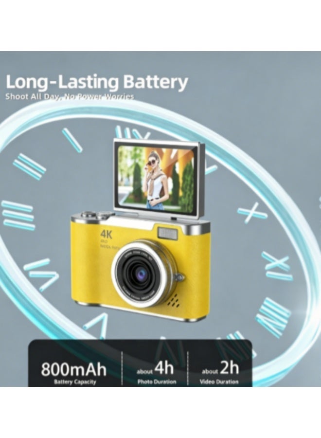 ماكرايستورم 4k CCD Digital Zoom الطالب الكاميرا الرقمية 48MP كاميرا التصوير الفوتوغرافي الرقمي المحمول 180 درجة فليب شاشة كاميرا سيلفي بطاقة SD 128 جيجا بايت - Image 5