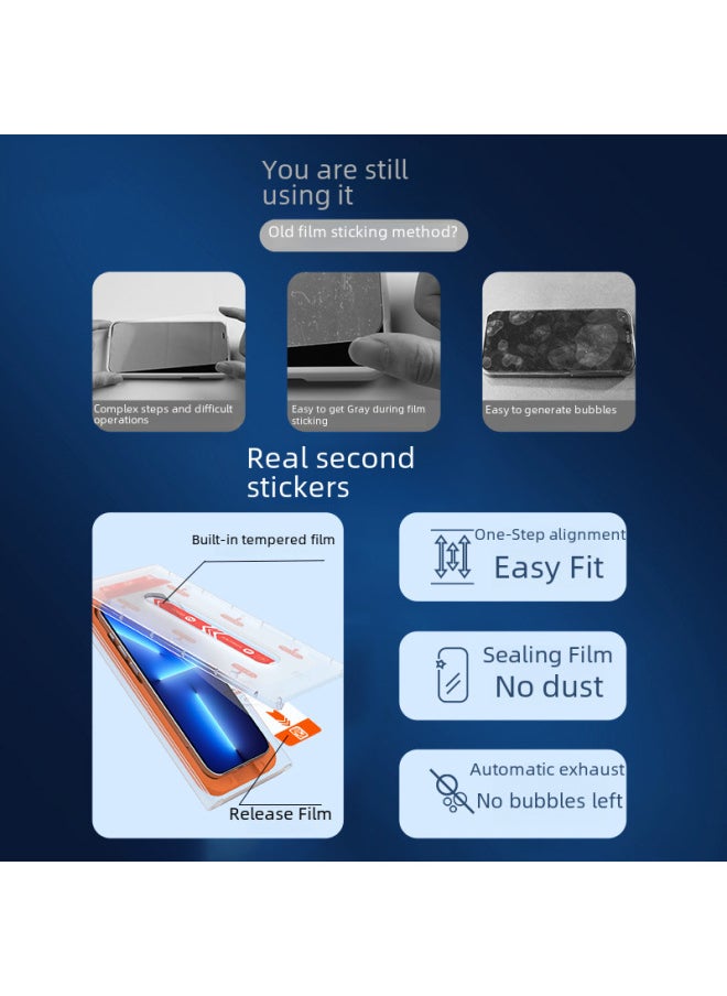Generic - Dust-free Workshop Tempered Glass Screen Protector For Iphone 15/14 Promax Anti-spy For Iphone 13 Application Tool-Color:Electroplating Three-generation Dust-free Warehouse With Dust-proof Net-HD (boxed)-Size:For Iphone12 Pro Max - Image 1