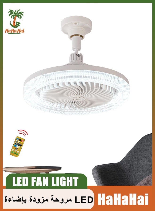 HaHaHai 360° Rotating Ceiling Fan with Light & Remote Control, 3-Color Dimmable LED Fan Light Bulb (3000K-6000K), 3-Speed Quiet Small Socket Fan with Aromatherapy & Timer for Kitchen & Bedroom E27 Base - Image 1
