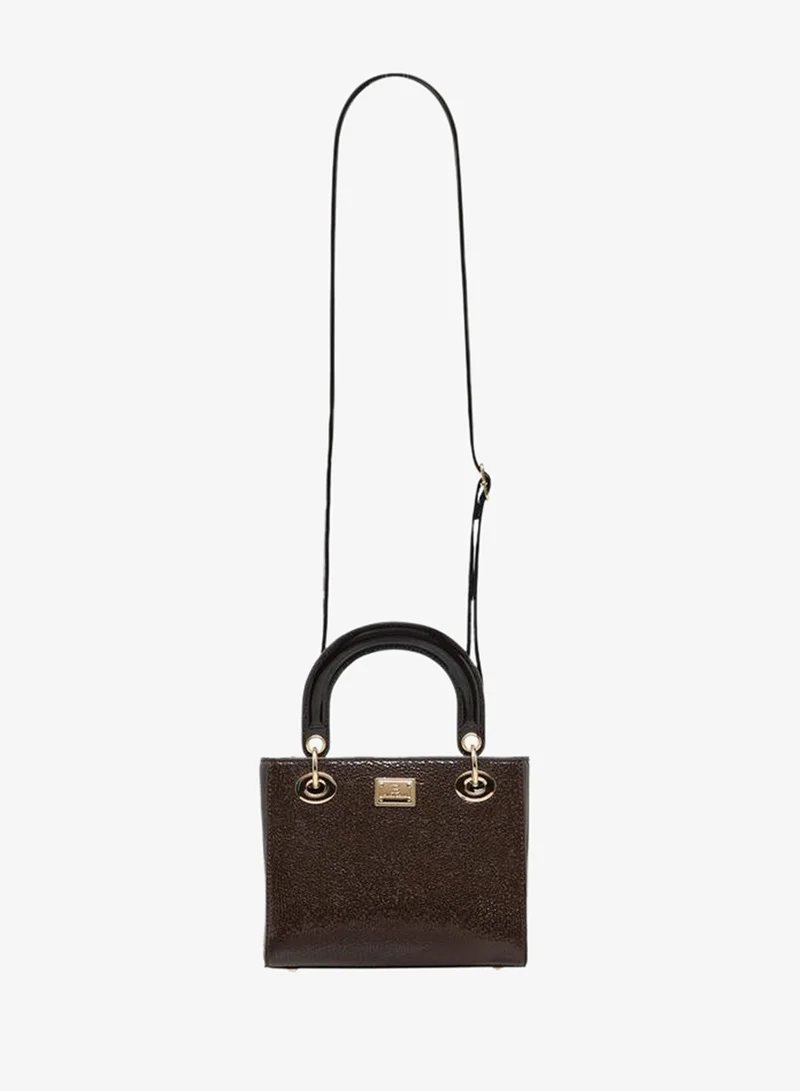 Flora Bella By Shoexpress BROWN Textured Tote Bag with Double Handles and Detachable Shoulder Strap for Women | Best Price UAE
