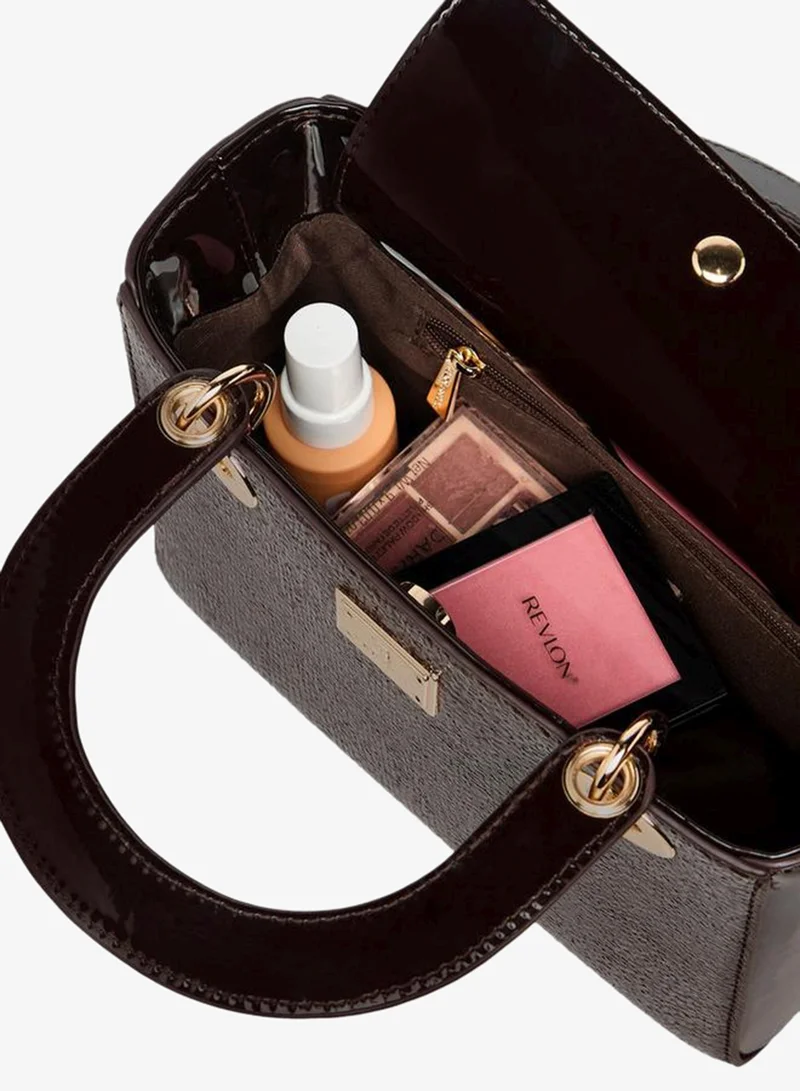 Flora Bella By Shoexpress BROWN Textured Tote Bag with Double Handles and Detachable Shoulder Strap for Women | Best Price UAE