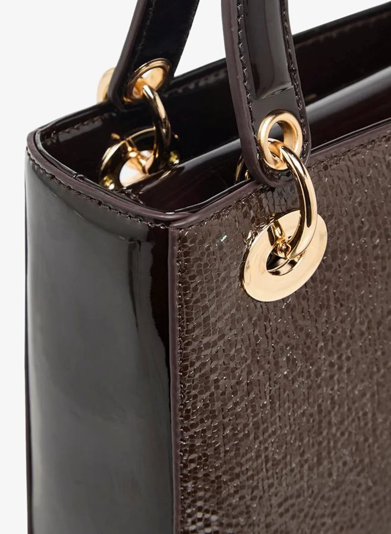 Flora Bella By Shoexpress BROWN Textured Tote Bag with Double Handles and Detachable Shoulder Strap for Women | Best Price UAE