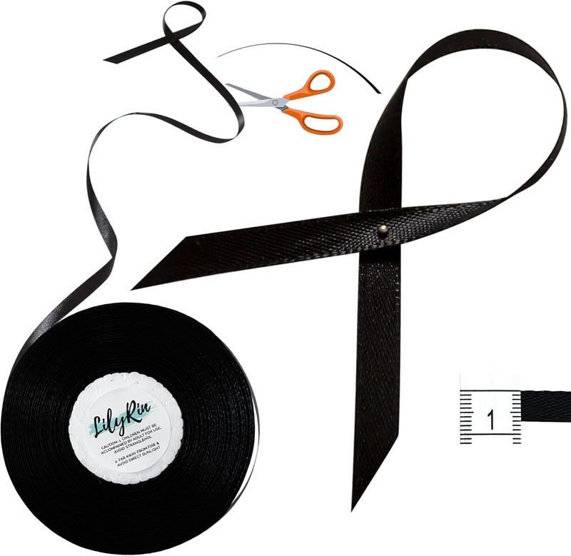LilyRin Black Ribbon 1/4 Inches 36 Yards Satin Roll Perfect for Scrapbooking, Art, Halloween, Wreath, Corset, Floral, Packing Birthday, Wrapping Christmas Projects Dark - Image 4