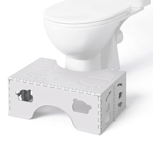 WBKATN Foldable Toilet Stool Squat 7 Inch Healthy Squatting Potty for Adults with AntiSlip Feet Portable Travel Poop Stool Adult Lightweight Easy Storage Bathroom Toilet Step Stool Gray - Image 1