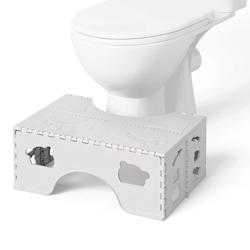 WBKATN Foldable Toilet Stool Squat 7 Inch Healthy Squatting Potty for Adults with AntiSlip Feet Portable Travel Poop Stool Adult Lightweight Easy Storage Bathroom Toilet Step Stool Gray - Image 2