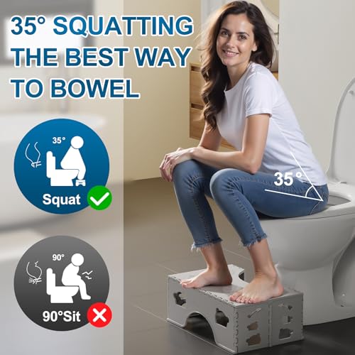 WBKATN Foldable Toilet Stool Squat 7 Inch Healthy Squatting Potty for Adults with AntiSlip Feet Portable Travel Poop Stool Adult Lightweight Easy Storage Bathroom Toilet Step Stool Gray - Image 3