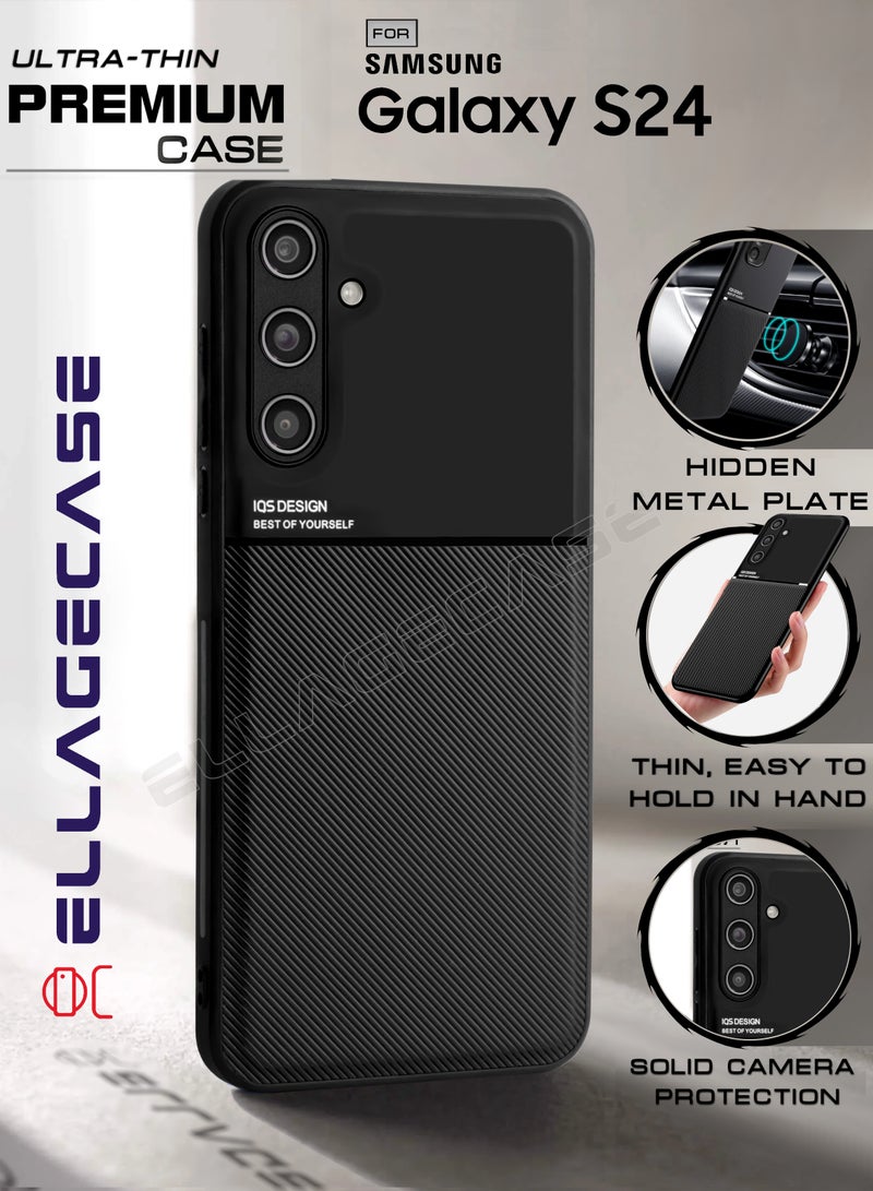 ELLAGECASE Case for Samsung Galaxy S24, Ultra Thin Premium Case, Solid Camera Protection, Thin, Easy to Hold, Hidden Metal Plate - Image 1