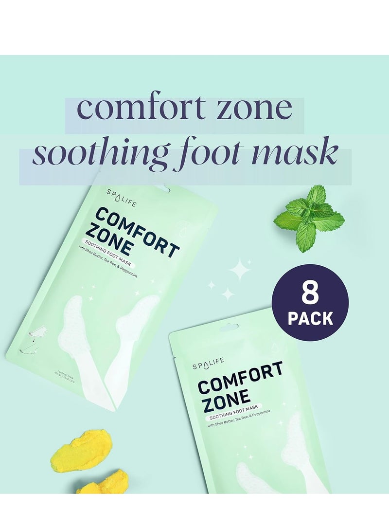 SpaLife SpaLife Beauty Comfort Zone Soothing Foot Masks – Hydrating and Moisturizing Foot Socks – Hydrating Foot Mask – Soothes Rough, Cracked, Dry Feet with Tea Tree Oil – Shea Butter – Peppermint – 8 Pack - Image 2