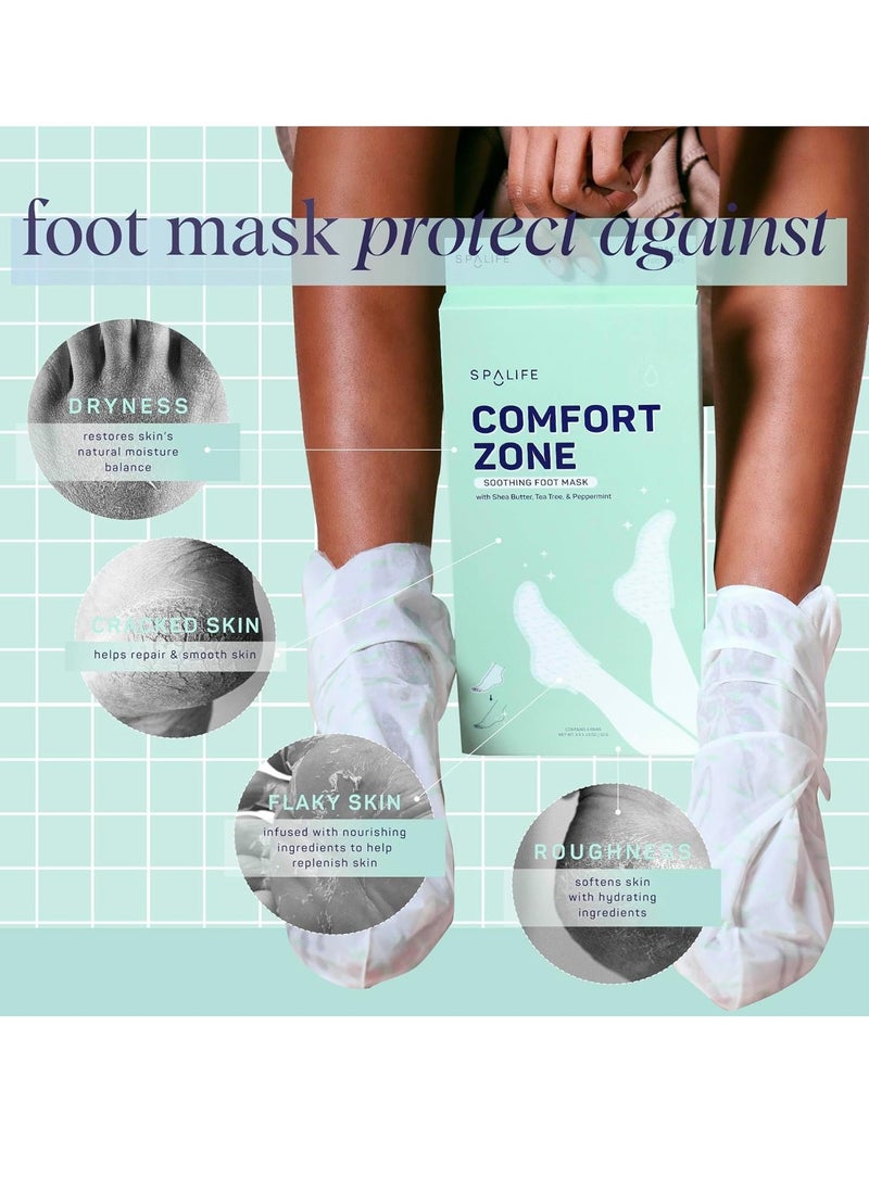 SpaLife Beauty Comfort Zone Soothing Foot Masks – Hydrating and Moisturizing Foot Socks – Hydrating Foot Mask – Soothes Rough, Cracked, Dry Feet with Tea Tree Oil – Shea Butter – Peppermint – 8 Pack - pzsku/Z1CB19EC1253E7AB03979Z/45/_/1731391032/5d4168e0-91bb-45dd-9697-83539615edb5