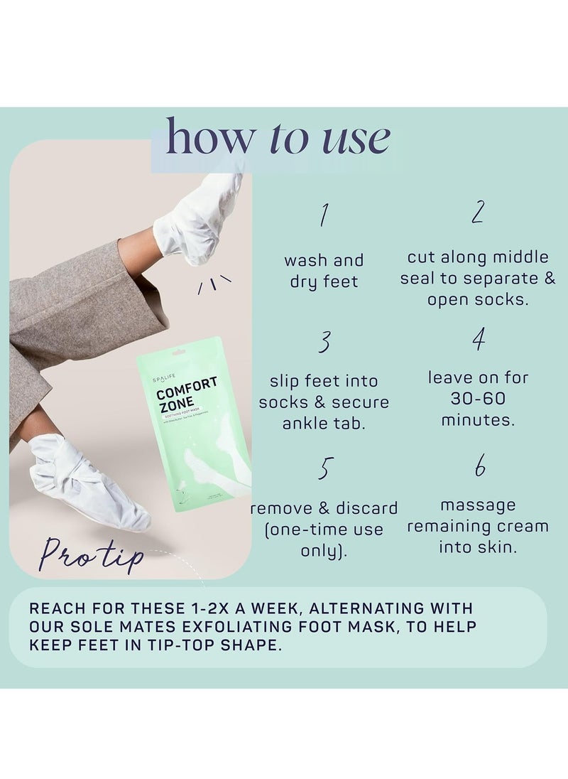 SpaLife Beauty Comfort Zone Soothing Foot Masks – Hydrating and Moisturizing Foot Socks – Hydrating Foot Mask – Soothes Rough, Cracked, Dry Feet with Tea Tree Oil – Shea Butter – Peppermint – 8 Pack - pzsku/Z1CB19EC1253E7AB03979Z/45/_/1731391051/0be64c35-1c09-4335-8d4d-9d6bd682251d