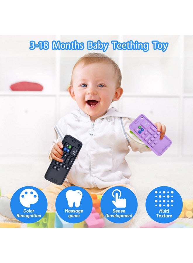 Besosay Baby Phone Teething Toys for Babies 0-3, 0-6, 6-12 Months | Soft Silicone Baby Cell Phone Teethers Toys | Baby Fidget Toys 0-6 Months | Infant Teether for Breastfeeding Baby Boy Girl (Black) - Image 3