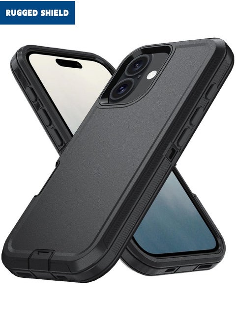 iPhone 16 Case, Durable Shockproof 3-Layer Heavy Duty Phone Case, [Military Grade Protective][Shockproof] [Drop-Proof] [Dust-Proof], Case Cover for Apple iPhone 16 2024 (Black)