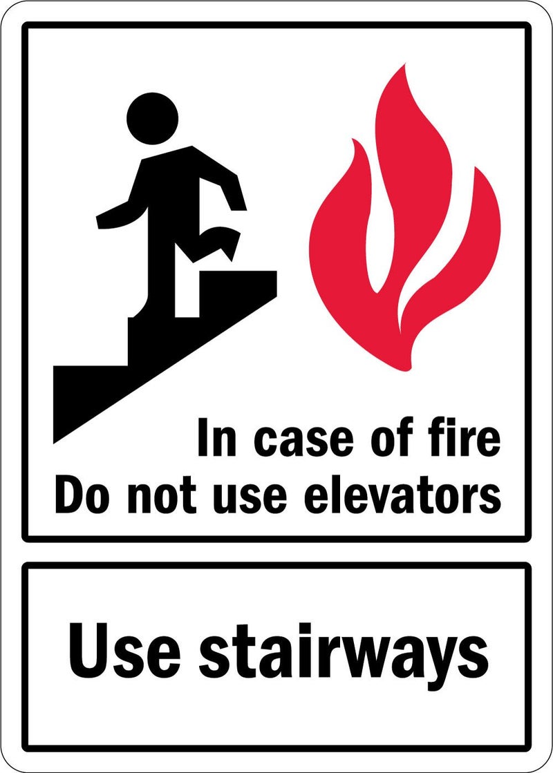 SmartSign - U1-1021-NP_10x14 â€œIn Case Of Fire - Do Not Use Elevators, Use Stairwaysâ€ Sign | 10" x 14" Plastic