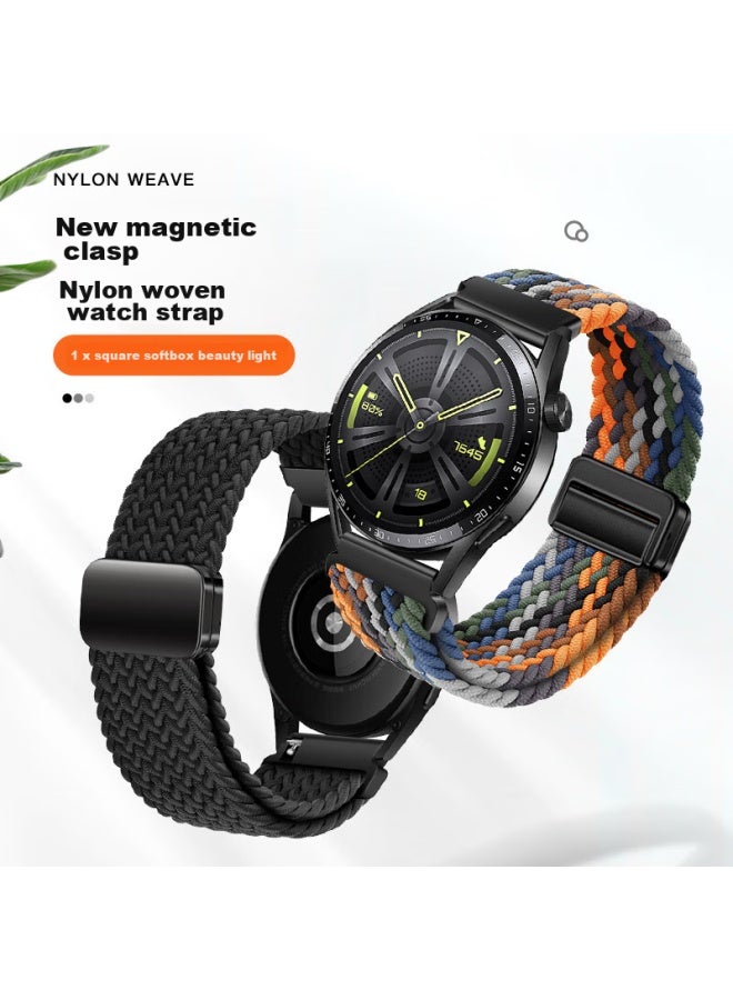 Wei Qiantu Weiqiantu Compatible With Huawei Gt4/Gt5/Pro Watch Band, Women'S 41Mm Magnetic Nylon Woven Watch Strap, Fashionable For Girls, Dopamine Delicate Style, 18Mm [Black] - Image 2
