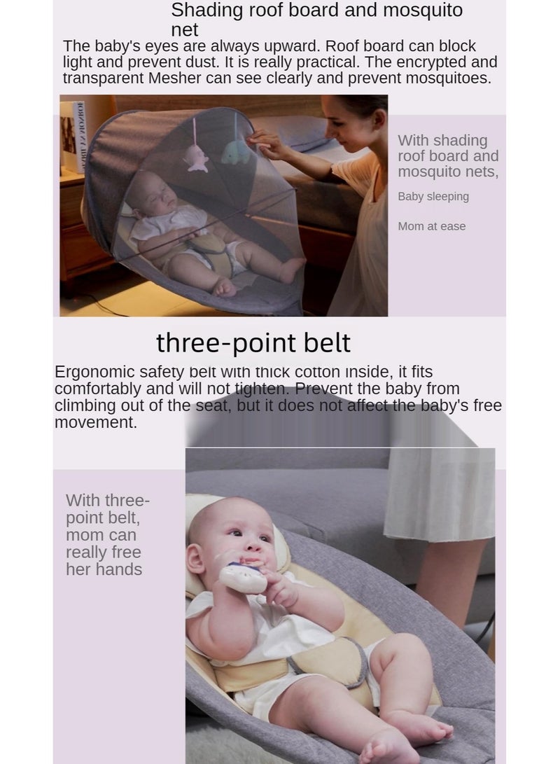 Baby Electric Rocking Chair Baby Swing Baby Bouncer Baby Rocker Automatic Crib Electric Rocking Chair Smart Bluetooth Electric Cradle With Remote control and Mosquito Net Newborn to Toddler Grey - Image 4