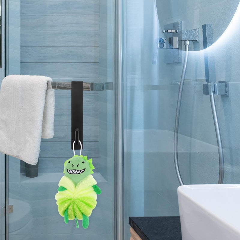 Removable Black Metal Towel Hooks For Glass Shower Door Stainless Steel 17.8cm - Image 5