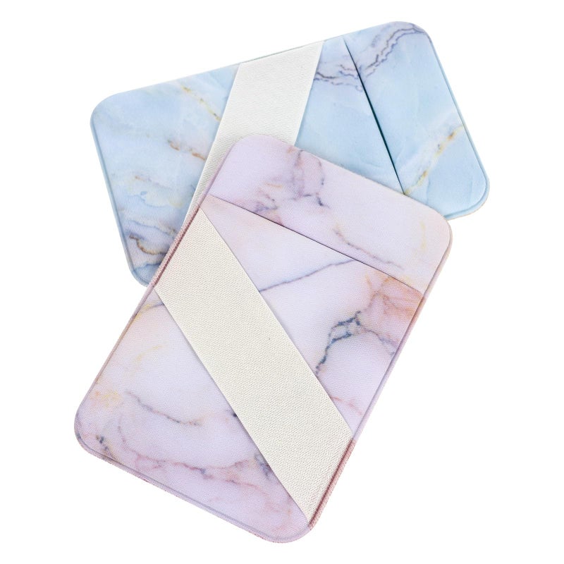 Double Layer Adhesive Phone Card Holder Sticky Pocket 93x61mm Red Blue 2 Pack - Image 2