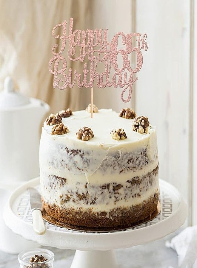 TrifleArte 65th Happy Birthday Cake Topper | Rose Gold Color Glitter Cake Topper | Glitter Cake Decoration | B'day Celebration/Rose Gold Color - Image 4