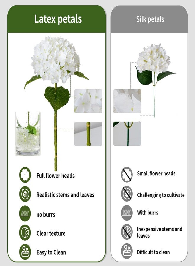 Leftover 3Pcs 21" White Hydrangea Artificial Flowers,Latex Real Touch Faux Hydrangea Flowers with 3 PCS Butterflies for Hydrangea Decor,Detachable Floral Arrangements for Centerpiece Table Decorations - Image 4