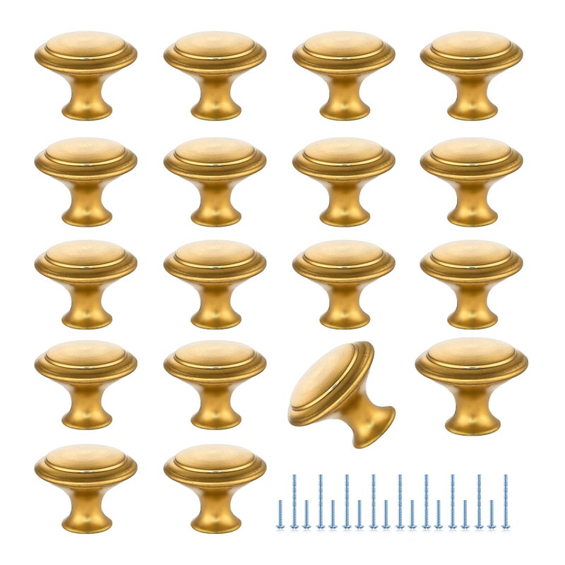 JOY DECOR 18 Pack Gold Cabinet Drawer Hardware 30mm Kitchen Cabinet Knobs Drawer Pulls with Installation Screws for Dressers Kitchens Cupboard - Image 1