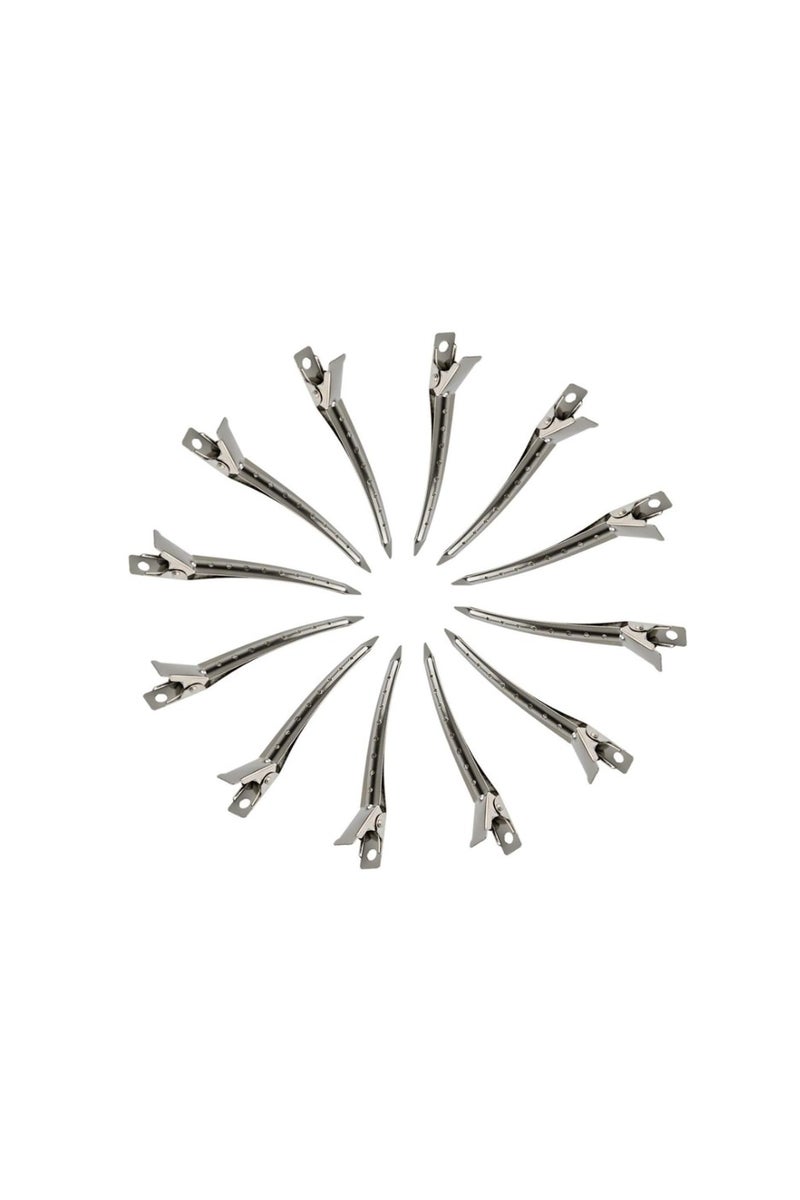 Rust-Resistant Metal Hair Styling and Coloring Clips with Holes - Silver 12 Pieces - Image 2