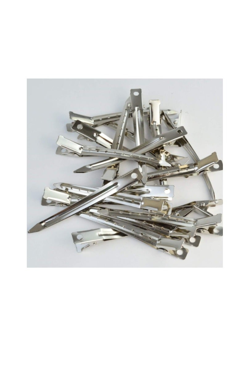 Rust-Resistant Metal Hair Styling and Coloring Clips with Holes - Silver 12 Pieces - Image 3