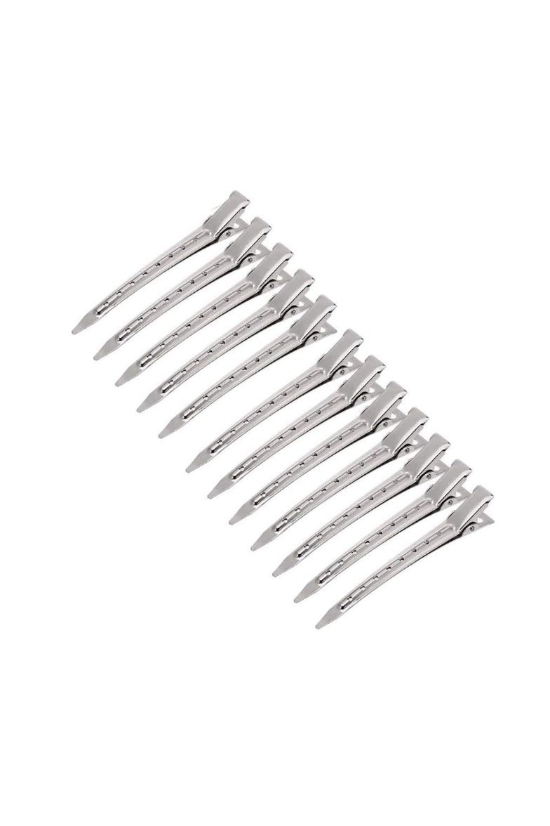 Rust-Resistant Metal Hair Styling and Coloring Clips with Holes - Silver 12 Pieces - Image 1