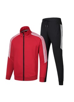 Generic Autumn Mens Tracksuit Cotton Jacket Sweatpants Set Red  - Image 1