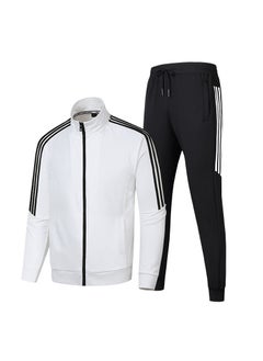Generic Autumn Mens Tracksuit Cotton Jacket Sweatpants Set Red  - Image 2