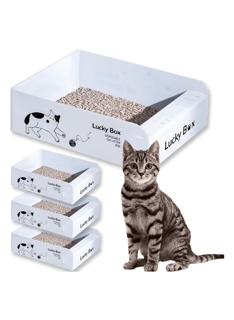 SYOSI - 4PCS Disposable Litter Boxes for Cats, Double Layer Waterproof Travel Litter Box, Foldable Cat Litter Box for Kitty, Easy to Use, 16.5 x 13.0 x 5.1 inches, Open Cat Litter Box (42 x 33x 13 cm) - Image 1