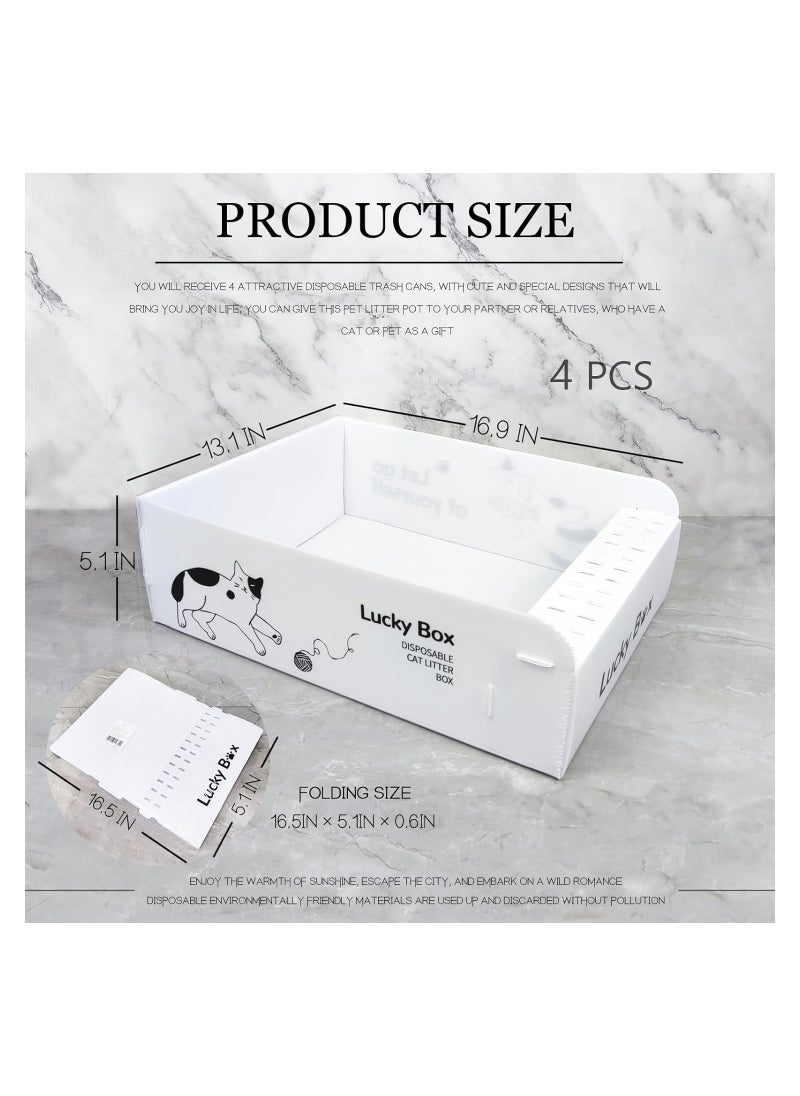 SYOSI - 4PCS Disposable Litter Boxes for Cats, Double Layer Waterproof Travel Litter Box, Foldable Cat Litter Box for Kitty, Easy to Use, 16.5 x 13.0 x 5.1 inches, Open Cat Litter Box (42 x 33x 13 cm) - Image 1