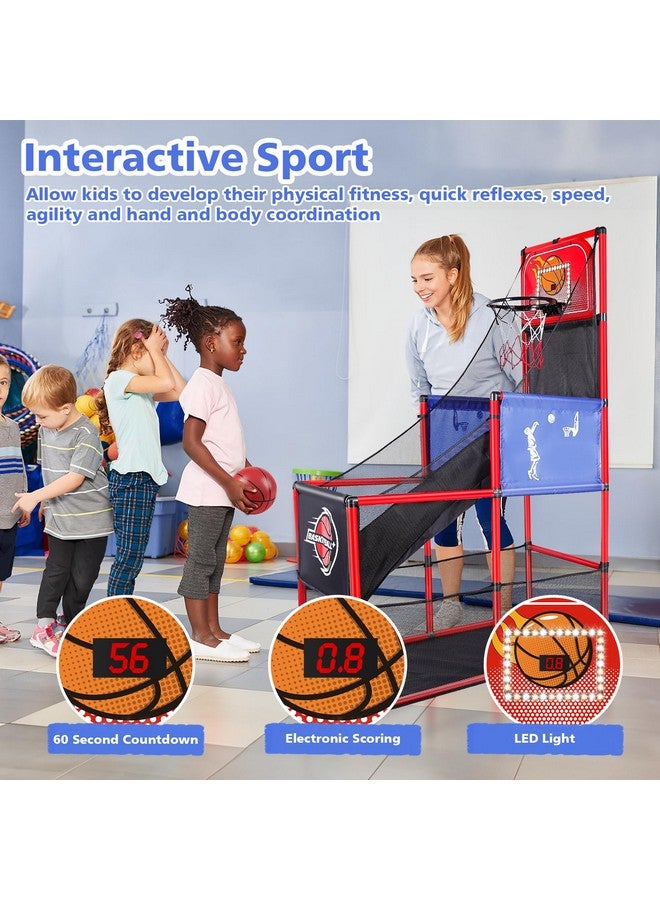 M SANMERSEN طقم لعبة كرة السلة للأطفال من M SANMERSEN مع 4 كرات، لوحة تسجيل إلكترونية وضوء LED، للعب في الداخل والخارج، عيد ميلاد/هالوين للأطفال من 3-8 سنوات - Image 3