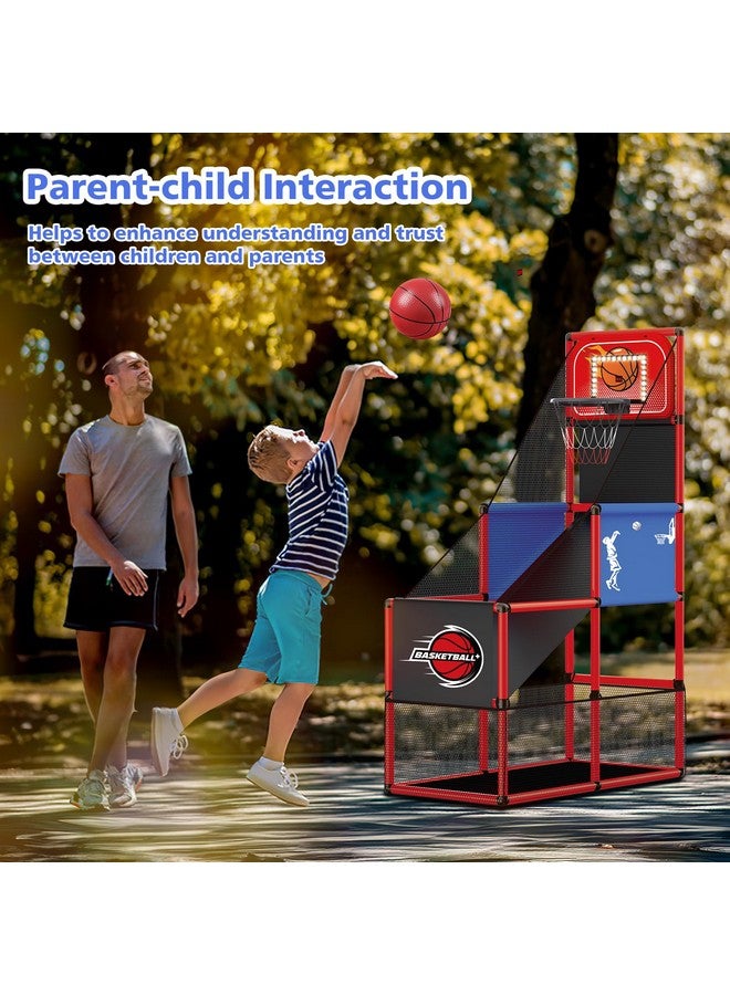 M SANMERSEN طقم لعبة كرة السلة للأطفال من M SANMERSEN مع 4 كرات، لوحة تسجيل إلكترونية وضوء LED، للعب في الداخل والخارج، عيد ميلاد/هالوين للأطفال من 3-8 سنوات - Image 4