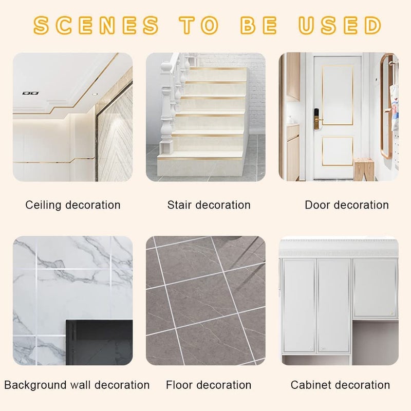Jashgop Jashgop Self Adhesive Tile Decoration Gap Sealing Tape Strip Waterproof SelfAdhesive Floor Crevice Line Sticker for Wall Cabinet Kitchen1CM50M Gold  - Image 2