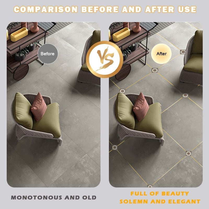 Jashgop Jashgop Self Adhesive Tile Decoration Gap Sealing Tape Strip Waterproof SelfAdhesive Floor Crevice Line Sticker for Wall Cabinet Kitchen1CM50M Gold  - Image 3