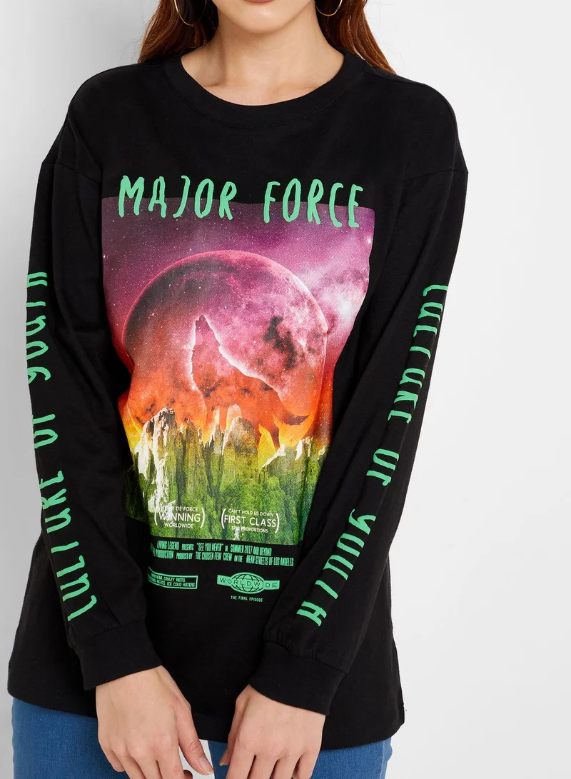 FOREVER 21 Graphic Long Sleeve T-Shirt