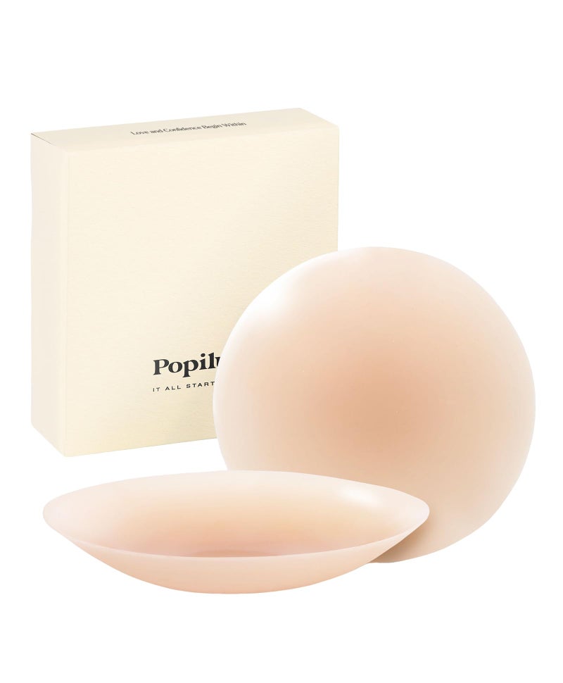 Popilush Nipple Covers for Women - Sticky Bra Reusable Silicone Pasties Waterproof with Travel Case Crème - Image 1