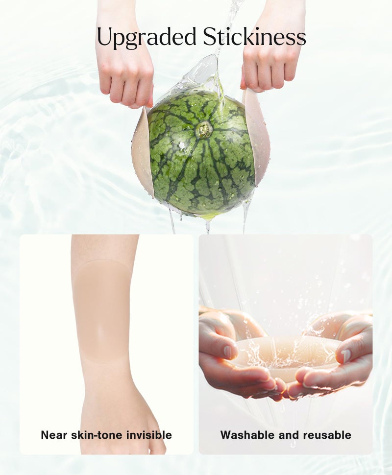 Popilush Nipple Covers for Women - Sticky Bra Reusable Silicone Pasties Waterproof with Travel Case Crème - Image 3