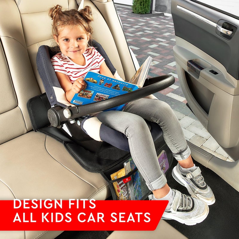 Helteko Car Seat Protector - 2 Pack Seat Mat for Under Child Booster Carseat, Seat Cover Protector from Waterproof & Stain Resistant Thickest Padding Material for Leather and Fabric Seats, Black - Image 3